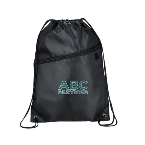 HC - Robin Drawstring Polyester Bag with Front Zipper Pocket Thumbnail